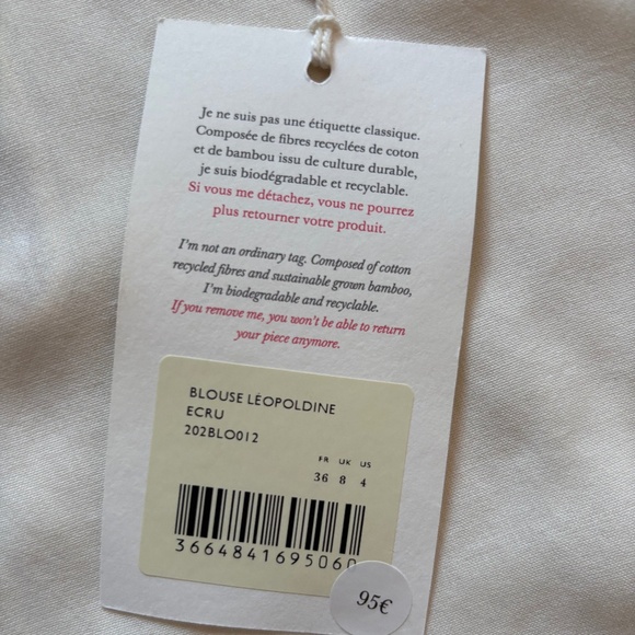 New with tags. Beautiful cream blouse from Sézane - Picture 4 of 5